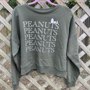 Peanuts Snoopy Sweatshirt. Olive green. Size-Small